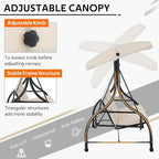 U-MAX Porch Swing with Cover, Patio Swing with Adjustable Backrest&Canopy 3 Seat Outdoor Swing with Canopy 2-in-1 Convertible Patio Daybed with Removable Beige Cushions