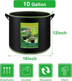 NACHLYNN 5-Pack 10 Gallon Grow Bags with Handles Thickened Nonwoven Fabric Pots Heavy Duty Aeration Fabric Pots Plant or Fruits Flowers Plant