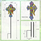 Solar Cross Garden Stake Lights for Outdoor Garden,Cemetery,and Yard Decor,Angel Wings Cross Solar Christmas Lights Outdoor,Memorial Gifts Lily