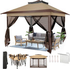 10x10 Pop Up Gazebos on Clearance 11x11 Canopy Tent Easy Up – Coffee