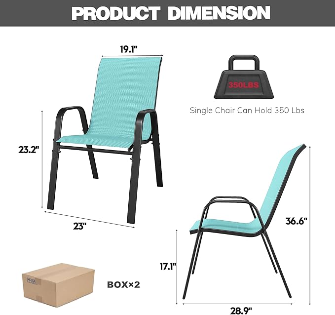 Patio Chairs Set of 4, Stackable Outdoor Dining