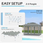 ECOTOUGE 11FT Pop Up Gazebo, Canopy Tent with Mosquito Netting,Instant Shelte Gazebo w/Carrying Roller Bag Waterproof and UV Resistant Canopy Tent for Grill, Garden and Backyard(Dark Grey)