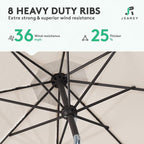 JEAREY 9FT Outdoor Patio Umbrella Market Umbrella with Push Button Tilt and Crank, Outdoor Table Umbrellas 8 Sturdy Ribs UV Protection Waterproof for Garden, Deck, Backyard, Pool (Cream Beige)
