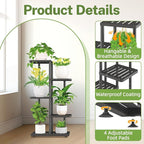 iDavosic.ly Plant Stand Indoor Outdoor, 4-Tier Tall Metal Flower Shelf for Heavy-Duty Large Planters, Corner Orchid Display Rack for Living Room Balcony Patio Porch, Space Saving, Modern Black