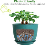 12inch Large Plant Pot, Modern Plastic Planter with High Driange Holes and Saucer for Indoor Outdoor Garden Plants and Flowers, Black with Green Speckles