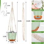 2-Pack 7.2-Inch Self-Watering Hanging Planters for Indoor & Outdoor Plants,34-Inch macrame hanger plant pots indoor with drainage,Small Hanging Planters & Baskets in Green,With two sets of hooks