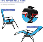 Homall Zero Gravity Chair Adjustable Folding Lawn Lounge Chairs Outdoor Lounge Gravity Chair Camp Reclining Chair with Pillows for Poolside Backyard and Beach Set of 2 (Sky Blue)