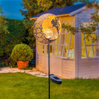 Tryme Solar Fairy Garden Lights - Moon Star Glass Globe Pathway Stake, Waterproof Outdoor Decorative Lights for Patio, Yard, Lawn