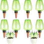 8 Pcs Plant Watering Globes Self Watering Planter Insert Plants Top Fill Water Device Plastic Water Bulbs Slow Release Terracotta for Plants, Green