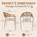 TWT Patio Dining Chairs Outdoor Stackable Dining Chairs for All Weather, Breathable Textilene Garden Outdoor Furniture for Backyard Deck (Brown, Set of 4)