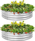 Land Guard Galvanized Raised Garden Bed 2Pcs, Planter Raised Garden Beds Outdoor, Round Clearance Raised Garden Beds for Gardening Vegetables 4x4x1ft……