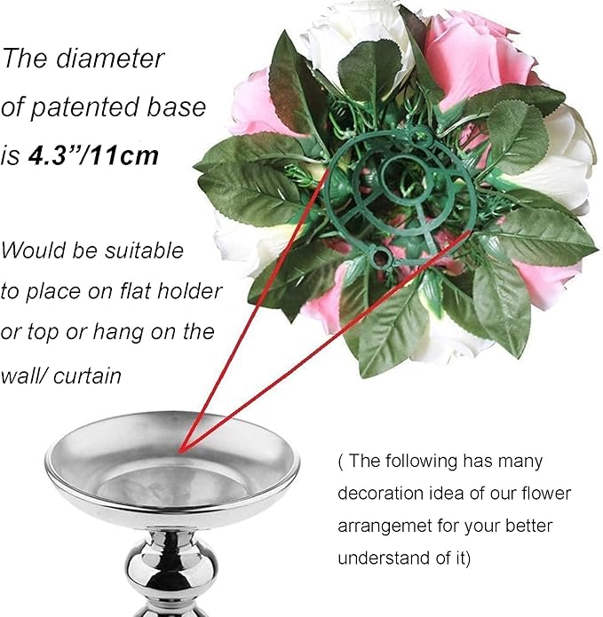 Artificial Flower Balls, 10 Pcs Champagne & White Silk Rose Centerpieces