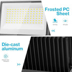 Olafus 2 Pack 150W LED Flood Light Outdoor, 15000LM Super Bright Work Lights Plug in, 6500K, IP66 Waterproof Exterior Floodlight for Stadium Yard Barn