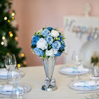 Artificial Flower Balls, Dusty Blue Silk Rose Centerpieces with Baby's Breath