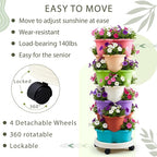 Umigy 2 Set Multicolor 7 Tier Stackable Vertical Planters with Removable Wheels and Tools Tower Planters Strawberry Herb Flower Vegetable Pots Indoor Outdoor Gardening Pots