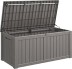 Outdoor Storage Box, Resin Deck Boxes Indoor and outdoor, Waterproof Storage Box Lockable Lid (Grey,150 Gallon)