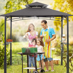ABCCANOPY 8x5 Grill Gazebo - Outdoor BBQ Canopy Shelter with Led Light for Patio Backyard Grilling (Dark Grey)