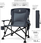 EVER ADVANCED Oversized Folding Camping Chair for Adults, Heavy Duty Lawn Chair with Side Pockets, Portable Collapsible Quad Chair for Outside, Support Up to 500lbs, Grey 2PACK
