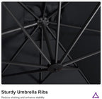 PURPLE LEAF 11.5' X 11.5' Telescopic Patio Umbrella with Base Included Lifting Cantilever Offset Square Large Umbrella for Pool Outdoor Patio Deck Garden Grey