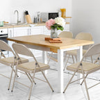 VINGLI 4 Pack Folding Chairs with Padded Seats, Metal Frame with Pu Leather Seat & Back, Capacity 350 lbs, Set of 4, Khaki