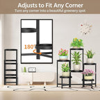 LASZOLA 6 Tiered Folding Plant Stand Indoor for Multiple Large Planter, Tall Heavy Duty Adjustable Rack with Rust Proof Plastic Shelving, Sturdy Vertical Tree Organizer for Narrow Inside Floor, Black
