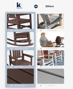 KINGYES Outdoor Rocking Chair Set 2, All Weather HDPE Patio Rocking Chairs for Adults, Coffee Brown