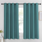 NICETOWN Blackout Short Curtain for Small Window - (Sea Teal Color) Home Decor Window Treatment Drape Modern Design Drapery for Kitchen Room, 52Wx63L,1 Panel