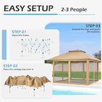 ECOTOUGE Canopy Tent with Sidewalls Instant Shelter Canopy with Carrying Roller Bag, Outdoor Party Gazebo with Waterproof and UV Resistant for Parties, Camping, Picnic (Khaki 12FT)