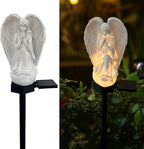 Solar Garden Angel Lights, Waterproof Outdoor Garden Angels Statue Decorations Angel Solar Lights for Cemetery Gravesite Grave Outside Yard Patio Lawn Porch