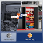 Yizosh Metal Garage Storage Cabinet with 2 Doors and 5 Adjustable Shelves - 71" Steel Lockable File Cabinet,Locking Tool Cabinets for Office,Home,Garage,Gym,School (Red Black)