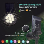Solar Spot Lights Outdoor Color Changing, 8 Lighting Modes 2-in-1 Solar Lights Outdoor Waterproof, Auto On/Off Multicolor Solar Powered Landscape Spotlights for Garden Patio Yard Pool, 4 Pack