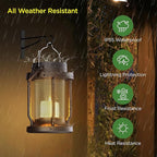 Solar Lantern Outdoor & Indoor Use – Hanging Solar Lights with Realistic Flickering Flameless Candle, Weatherproof for Gardens, Patios, Trees, and Lawns (Black + Gray, 1 Pack)