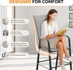VINGLI Outdoor Bar Chairs Set of 8 – Stackable Outdoor Bar Stools with Sturdy Sling High Back and Armrests for Lawn, Courtyard, Garden, Bar, Silver Gray