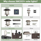 XMCOSY+ Solar Outdoor Lights Waterproof IP65, Solar-Powered Garden/Yard/Pathway Lights with Warm White 2-Tone Bronze-Wood Stainless Steel Design for Landscape Driveway Walkway Decorative