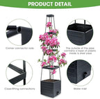 Raised Garden Bed 4 Packs, Planter Boxes with Trellis 58.3'' Tomato Planters for Climbing Vine Vegetables Flowers Plants Self Watering Tomatoes Cage for Outdoor Patio Greenhouse