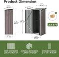 Metal Storage Shed with Lockable Doors, Brown Outdoor Utility Tool Shed