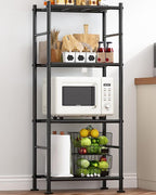Storage Shelves - 4 Tier Shelf Organizer, Heavy Duty Garage Shelving Unit with Leveling Feet, Stable Metal Shelves Organizer for Pantry, Kitchen and Closet, 18.4" W x 12.6" D x 44.2" H, Black