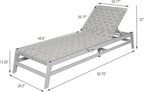 Christopher Knight Home Susua Rope Chaise Lounge with Acacia Wood Frame, Adjustable Backrest Single Lounge Sofa, Patio Sun Lounger Recliner Chair for Poolside Backyard, Gray + Light Gray