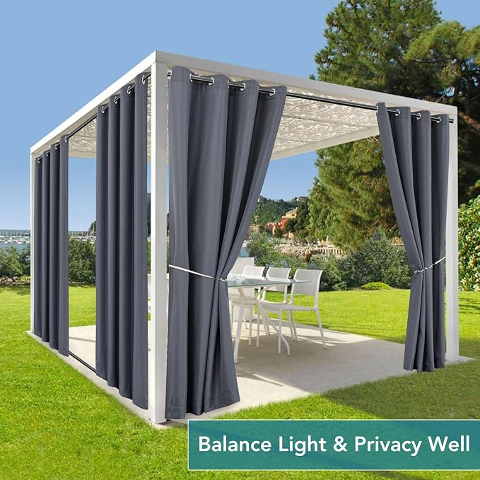 HolidayIdeas Patio Curtains Outdoor Waterproof 4 Panels 54x95 Inch-Windproof - Image 5
