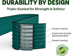 9-in-1 Galvanized Steel Raised Garden Bed // 8×2×1.5 ft Modular Planter for Gardening, Vegetables, Flowers // 18" Tall Metal Raised Garden Beds Outdoor (Dark Green) // Patented Design Planter Box
