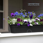 Bloem Dura Cotta Window Box Planter: 30" - Black - Large Box with Tray, Weatherproof Resin Box, Removable Tray for Indoor & Outdoor Use, Gardening, 4 Gallon Capacity