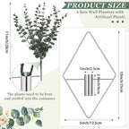 Jexine 8 Pcs Hanging Planters with Artificial Eucalyptus Metal Hanging Vase Indoor Plants Holder Modern Geometric Boho Bathroom Wall Decor for Living Room Home Office (Eucalyptus,Chrome Sliver)