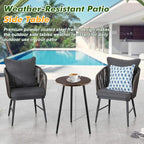 Metal Outdoor Side Tables Set of Two Small Outside Round End Table for Patio Modern Accent Garden Corner Table for Small Spaces, Balcony, Porch, Weather-Resistant Plant Stand Indoor, Woodgrain