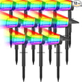 Solar Color Changing Spot Lights Outdoor Waterproof IP65, [12 Pack/32 LED/7 Modes] 2-in-1 Landscape Spotlights, Auto On/Off High Lumens Spot Lights for Outside Yard Garden Pathway Walkway