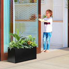 Galvanized Steel Metal Planter 25" L x 11" W x 13" H Rectangular Indoor Black Planter Box Large Outdoor Planters Steel Commercial Residential for Patio, Garden