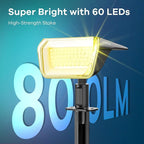 Linkind Solar Spot Lights Outdoor Waterproof IP67, 60 LED Solar Flood Lights 30% High Conversion Landscape Lighting for Garden Yard Pathway (4 Pack, Warm White)
