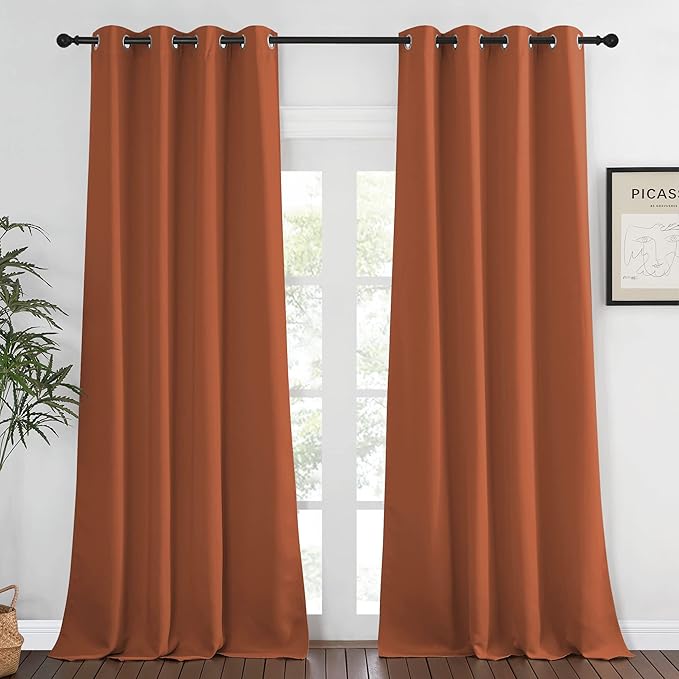 Blackout Living Room Curtain 108 inches Length – Burnt Orange, 1 Panel