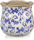 6 Inch Ceramic Plants Pots Vintage Ceramic Flower Planters Crackle Glaze Finish Flower Pots Decorative Floral Vintage Planters for Living Room Garden Home Decor Gifts(Chinoiserie)
