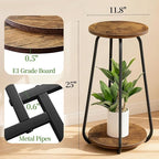 Plant Stand Indoor, 2 Tier Plant Shelf Pedestal Stand Flower Stand, Metal Wood Plant Stands for Indoor Plants Living Room Balcony Deck Garden