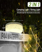 String Lights for Camping, Solar Powered, 150 Warm White LEDs